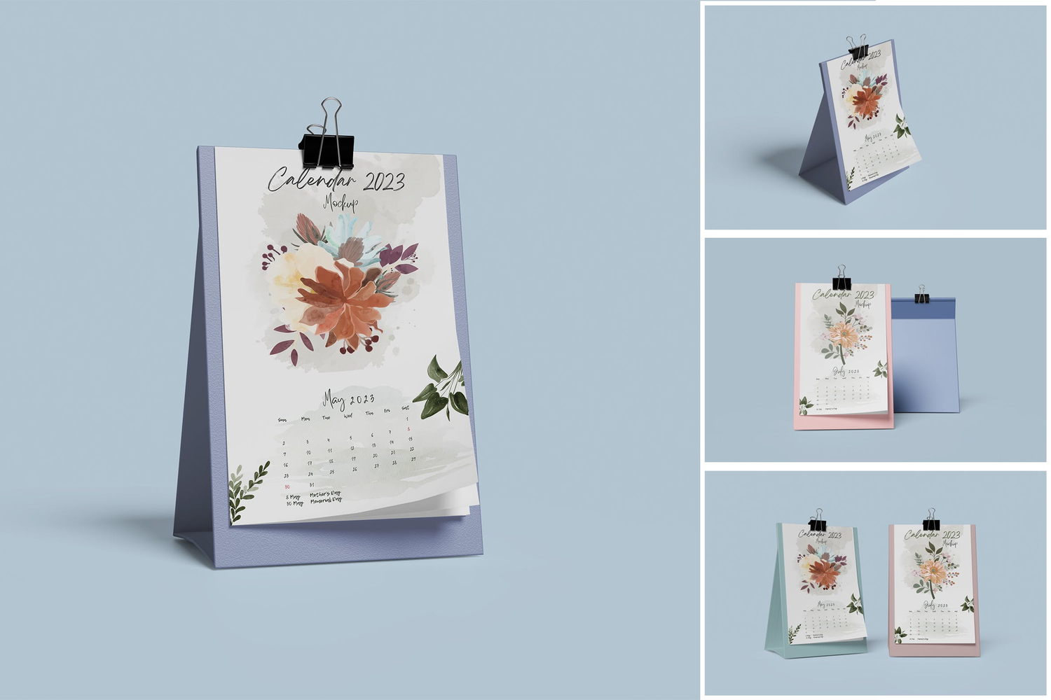 4217 4款竖版桌面日历翻页台历设计PS样机 Vertical Desk Calendar Mockup@GOOODME.COM