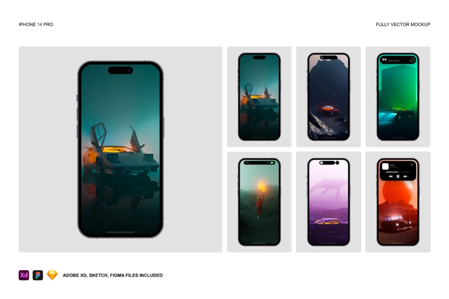 4233 苹果手机屏幕UI设计展示样机iPhone 14 Pro Mockup Set@GOOODME.COM