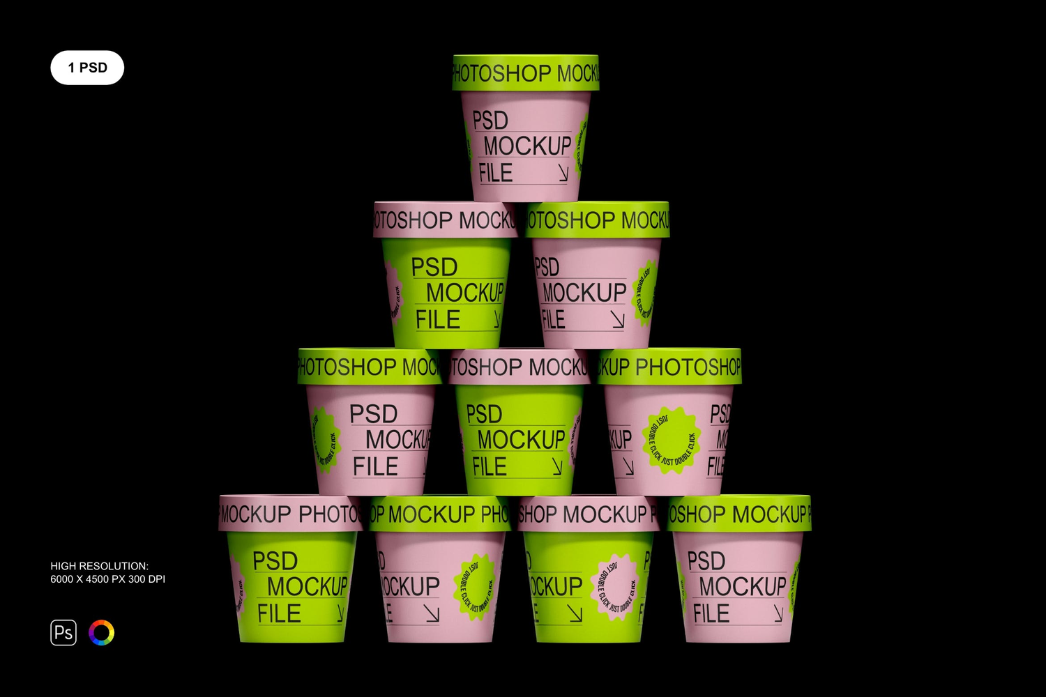 4237 堆叠冰淇淋纸质包装盒酸辣粉泡面桶PSD设计展示样机Ice Cream Mockup@GOOODME.COM
