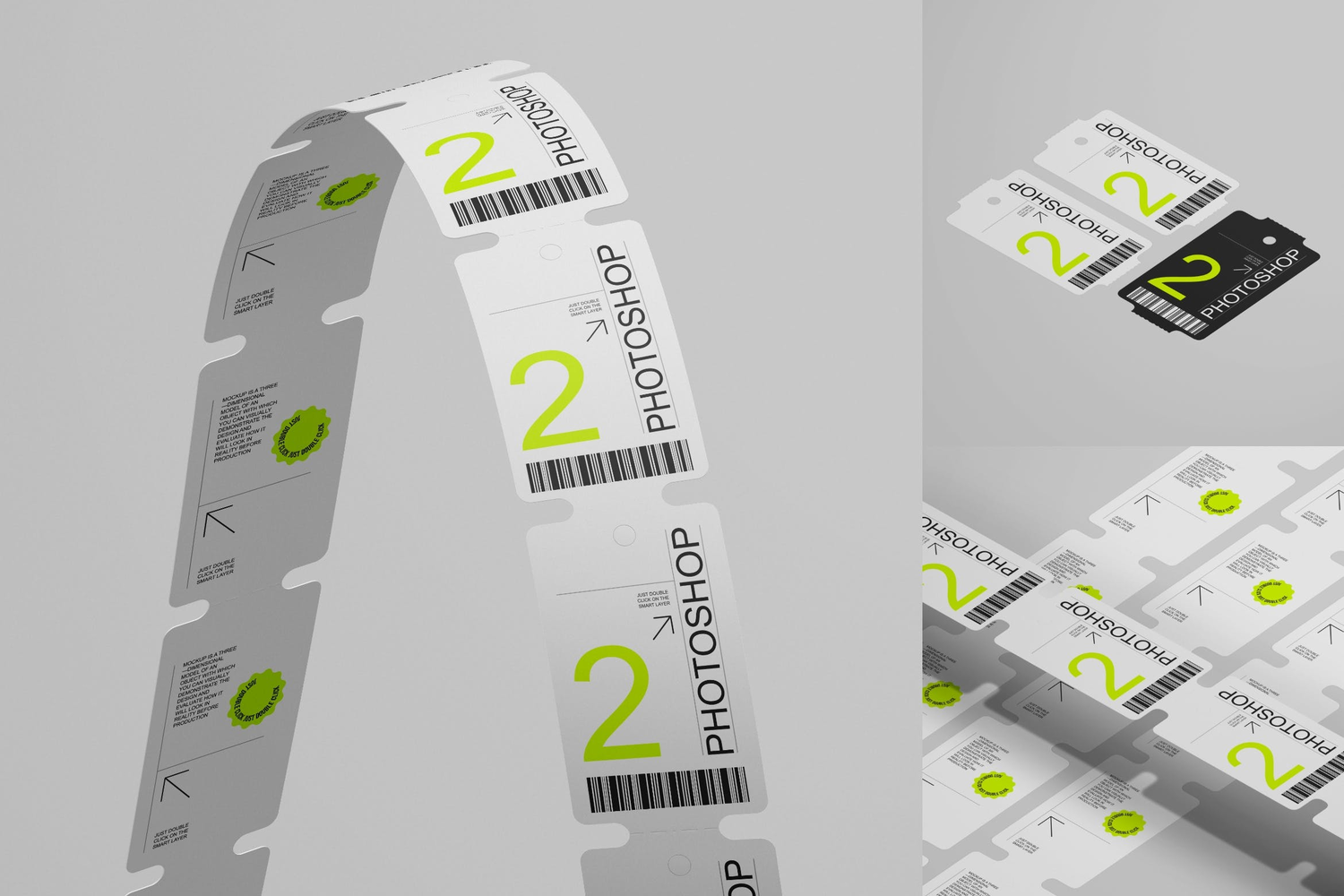 4246 3款价格标签票券入场券门票小票设计贴图ps样机素材展示效果图 Plastic Tag Mockup Set@GOOODME.COM