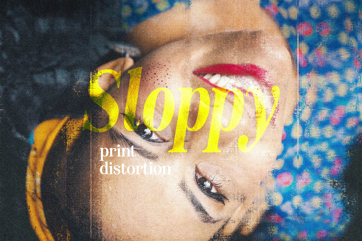 4248 复古故障毛刺失真打印效果照片处理特效PS样机滤镜模板 Sloppy Print Distortion@GOOODME.COM