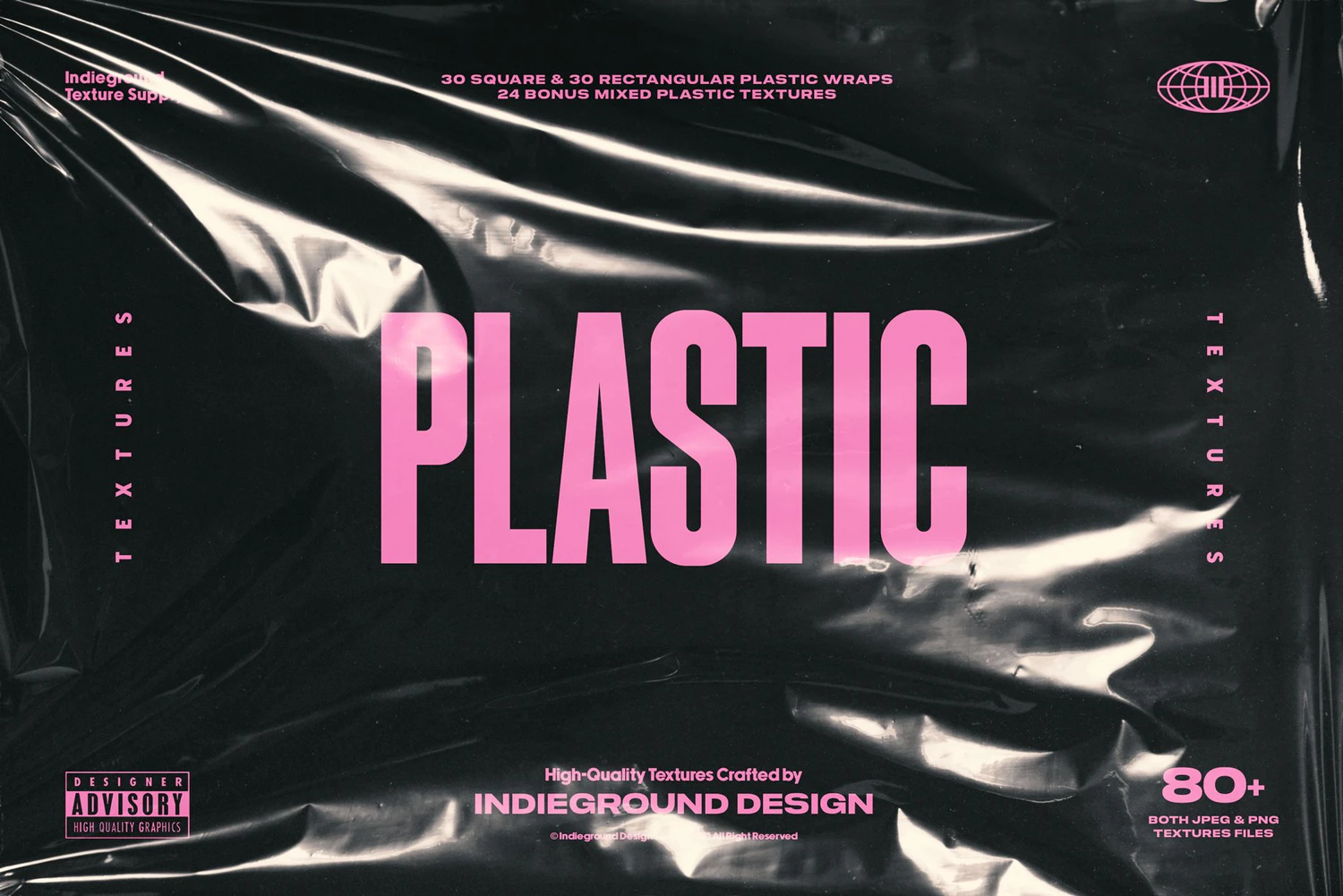 4278 84款高清质感真实塑料薄膜收缩气泡塑料袋设计叠加肌理素材套件Indieground Design – Plastic Textures@GOOODME.COM