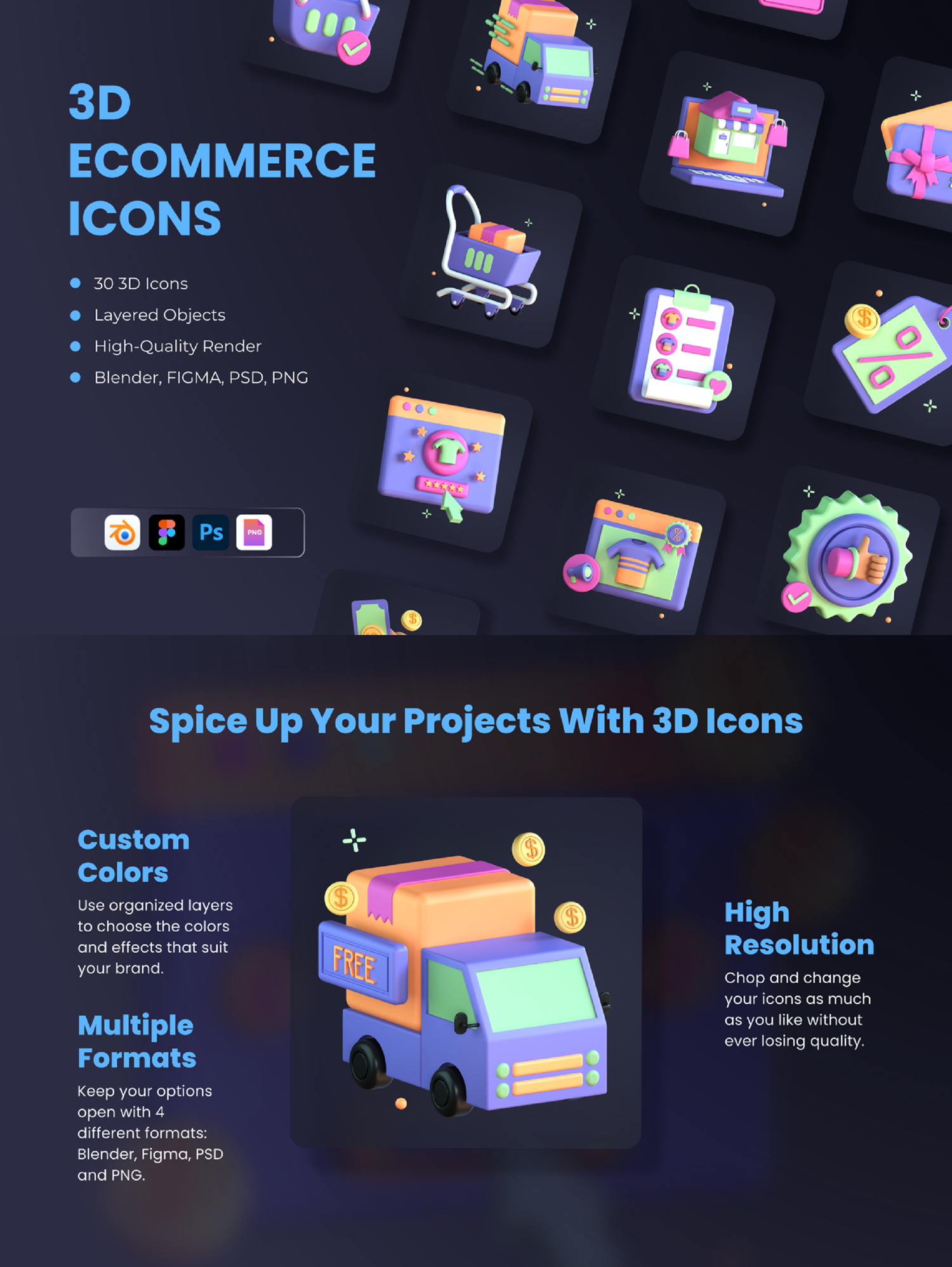 4280 30款3D立体卡通趣味电商购物大促折扣促销icon图标设计Blend模型素材源文件 30 3D eCommerce Icon Set@GOOODME.COM