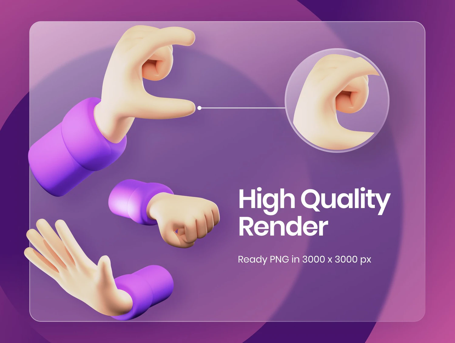 4282 16款女性卡通手势PNG免抠Blend模型素材 3D Hand Gesture Illustration Pack@GOOODME.COM