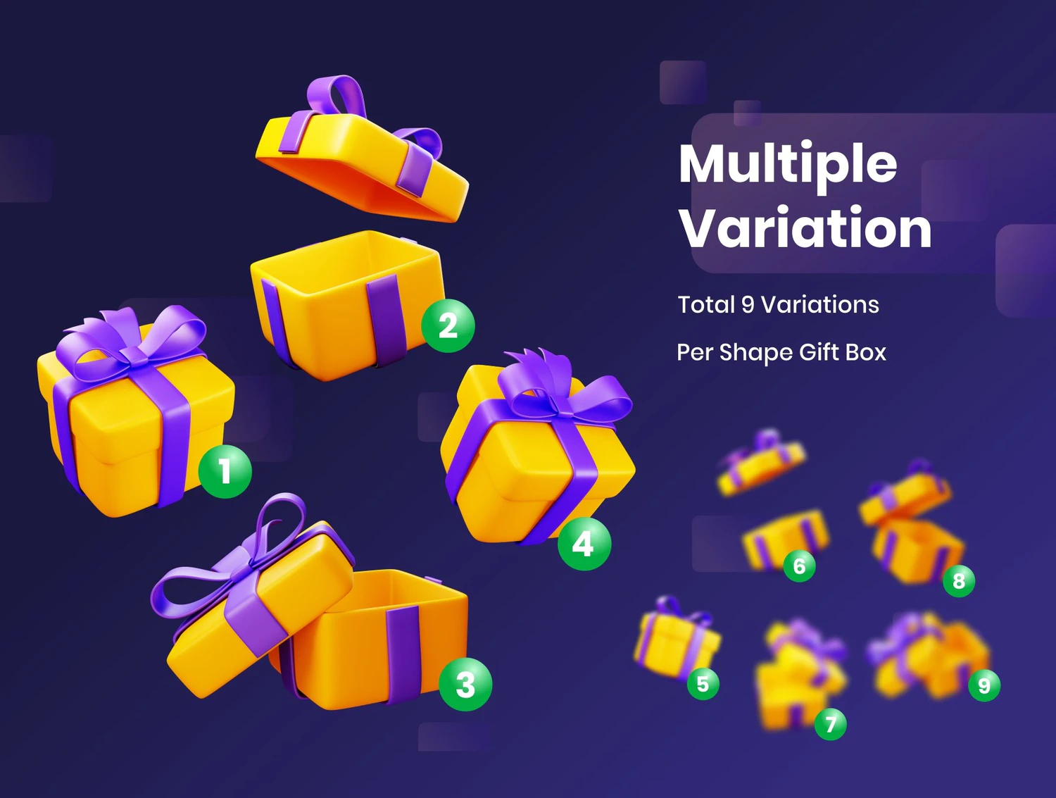 4283 75款3D立体卡通礼物盒天地盖礼盒包装盒插图插画png免抠图片Blend模型素材 Gift Boxes – 3D Illustration@GOOODME.COM
