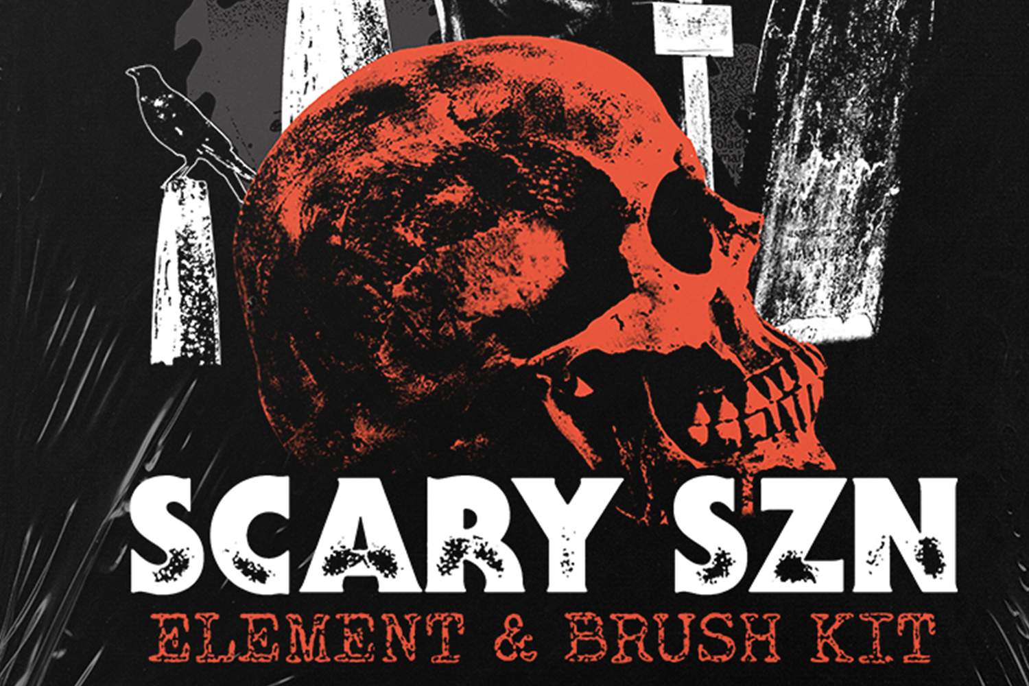 4338 潮流图案PS笔刷服饰印花高清PNG素材 FULLERMOE – Scary Szn Elements  Brush Kit (Vol. 1)@GOOODME.COM