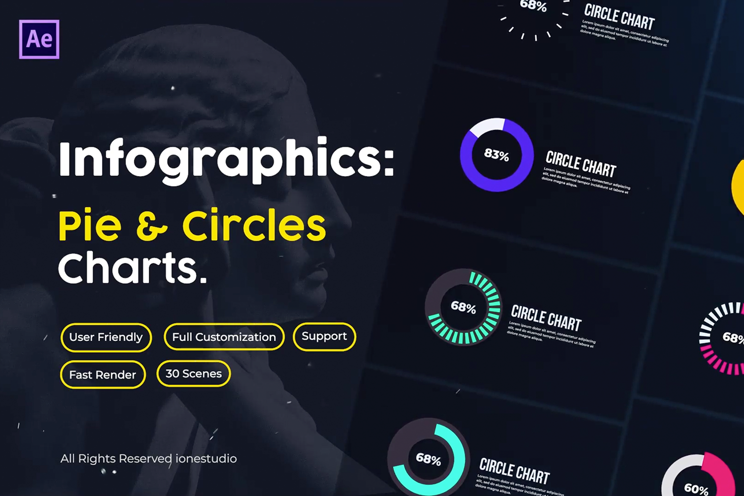 4347 30+统计加载AE视频动画素材包 Pie Charts@GOOODME.COM