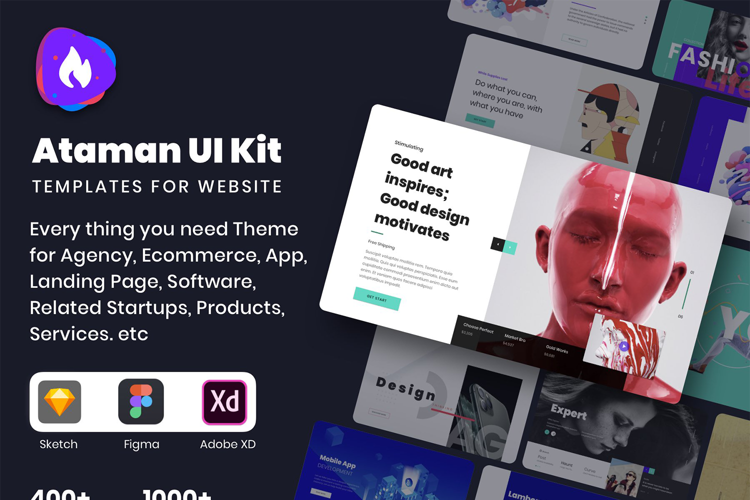 4356 数字艺术NFT平台官网UI设计多功能模板 Ataman Web UI Kit Templates For Website  V1 0@GOOODME.COM