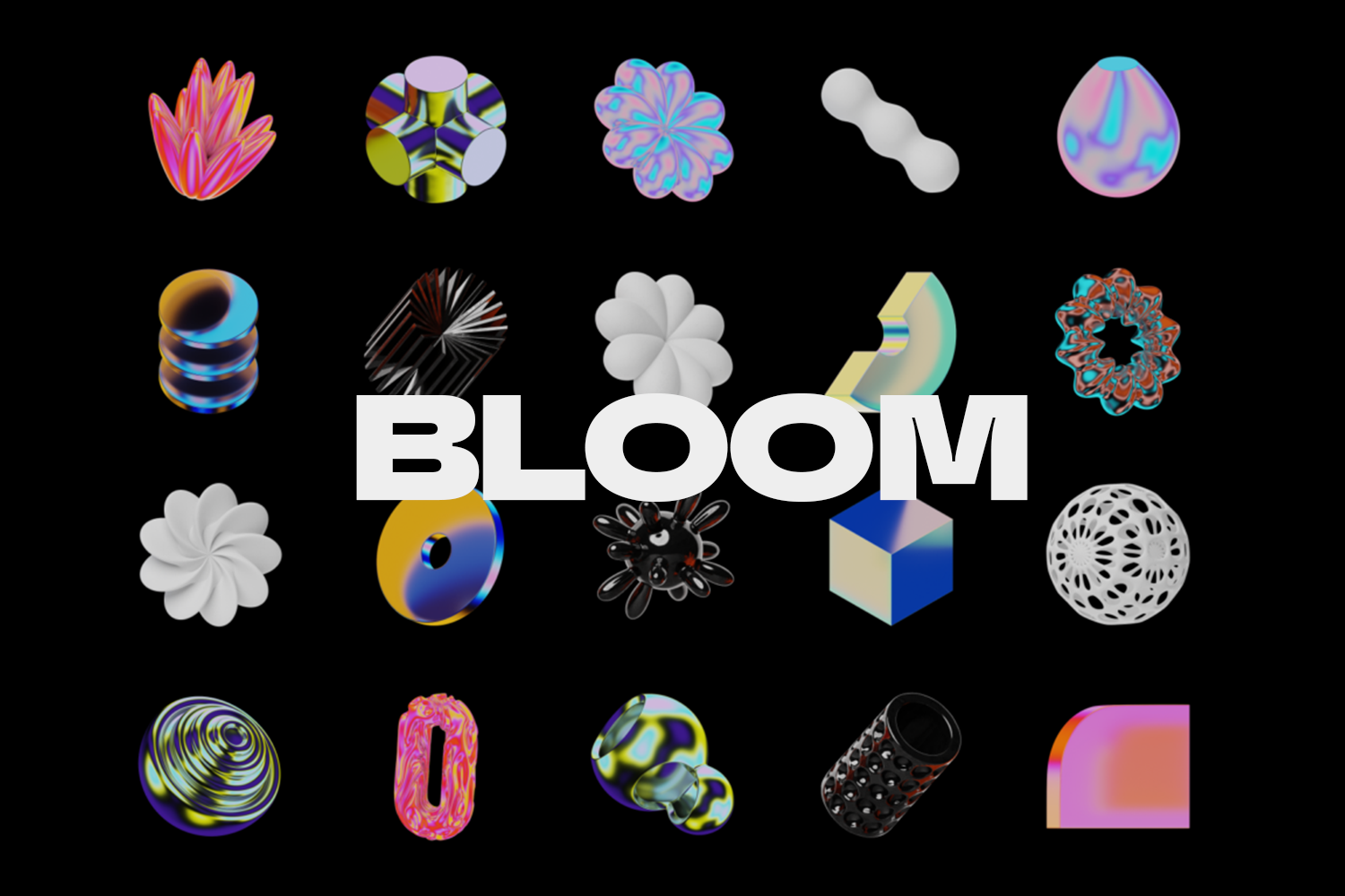 4378 450+独特纹理效果的3d抽象几何图形blender模型素材 Bloom@GOOODME.COM