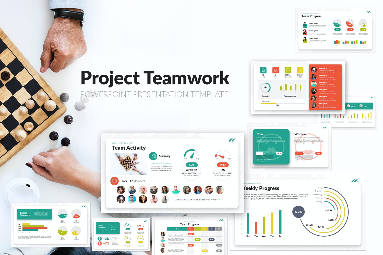 4420 商业合作团队培训数据演示信息图表PPT模板 Project Teamwork PowerPoint Presentation Template@GOOODME.COM