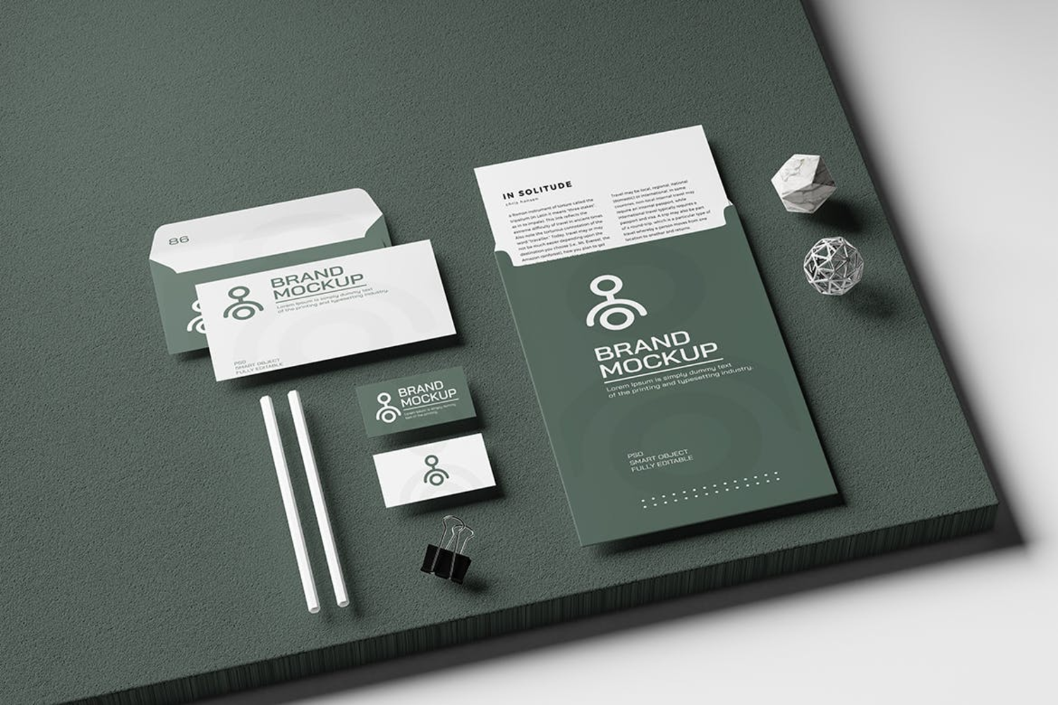 4517 5款品牌办公文具卡片VI设计PS样机合集 Minimal Corporate Stationery Mockup@GOOODME.COM