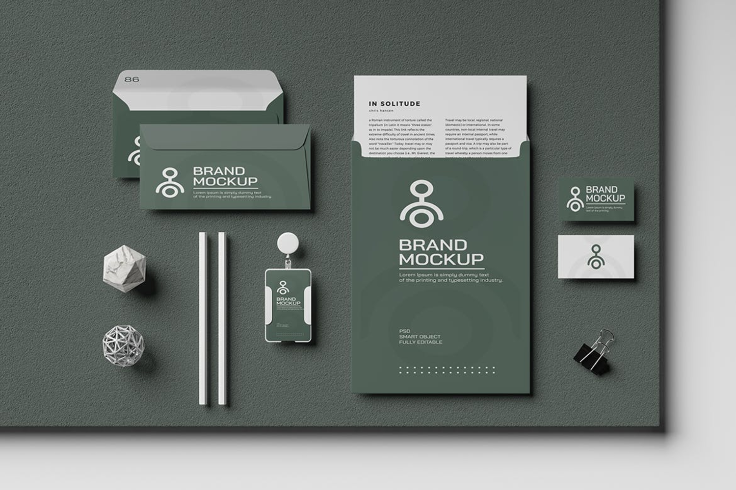 4517 5款品牌办公文具卡片VI设计PS样机合集 Minimal Corporate Stationery Mockup@GOOODME.COM