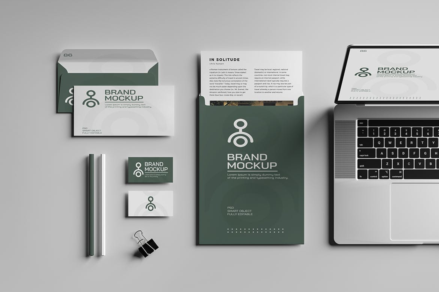 4517 5款品牌办公文具卡片VI设计PS样机合集 Minimal Corporate Stationery Mockup@GOOODME.COM