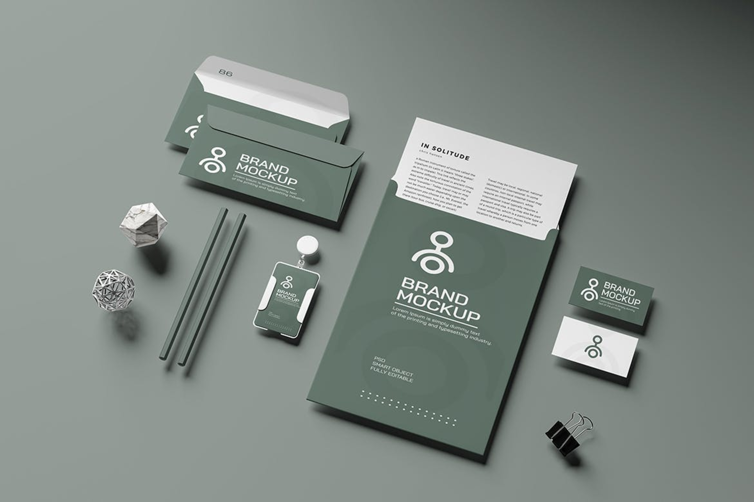 4517 5款品牌办公文具卡片VI设计PS样机合集 Minimal Corporate Stationery Mockup@GOOODME.COM