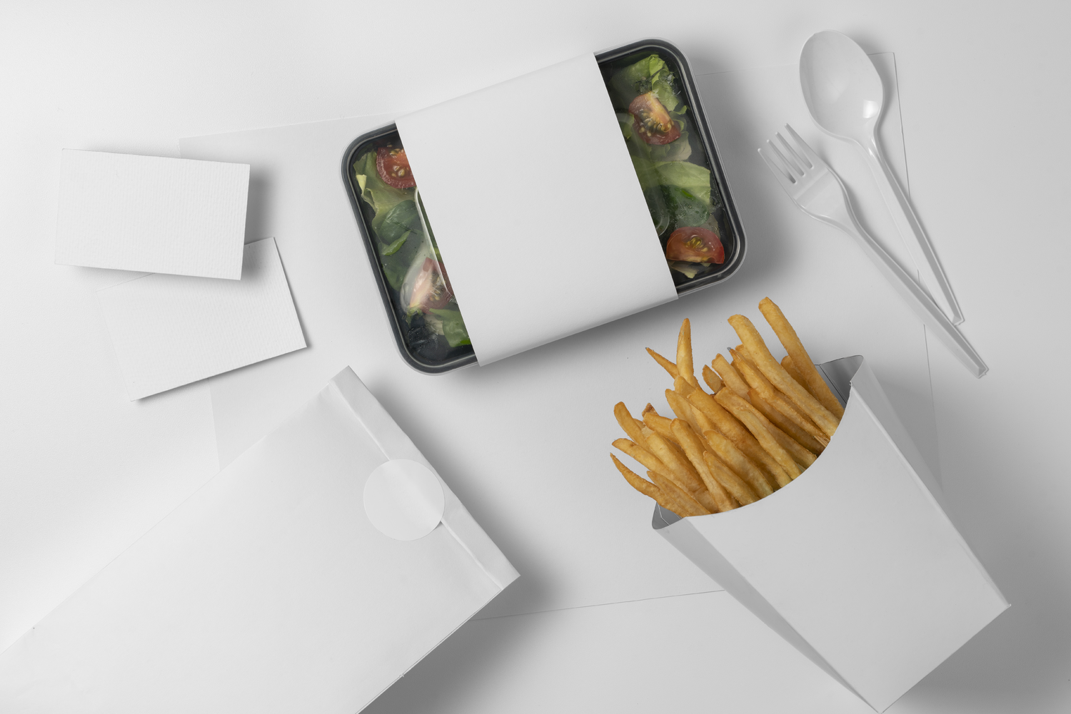 4532 薯条沙拉快餐打包包装袋设计PS样机 Box mock-up design for fast food@GOOODME.COM