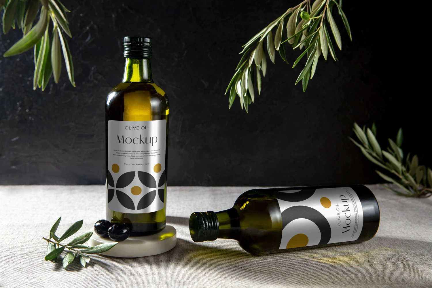 4533 10款植物橄榄油调味油玻璃瓶包装设计PS样机 Olive oil bottle mock-up set@GOOODME.COM