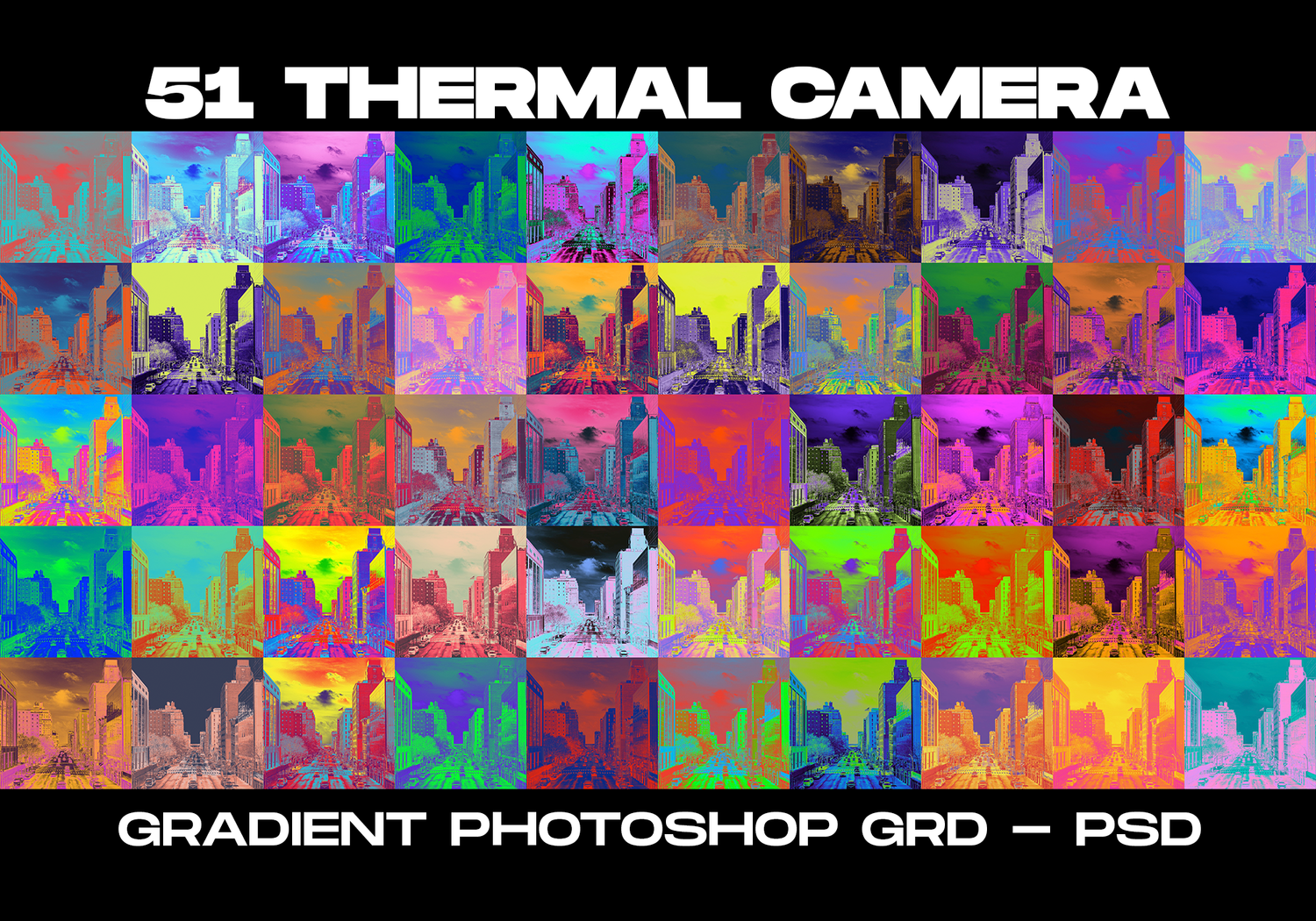 4554 潮流复古蒸汽波风渐层热感应照片滤镜唱片封面海报样机PS设计素材 Gradient Thermal Camera@GOOODME.COM