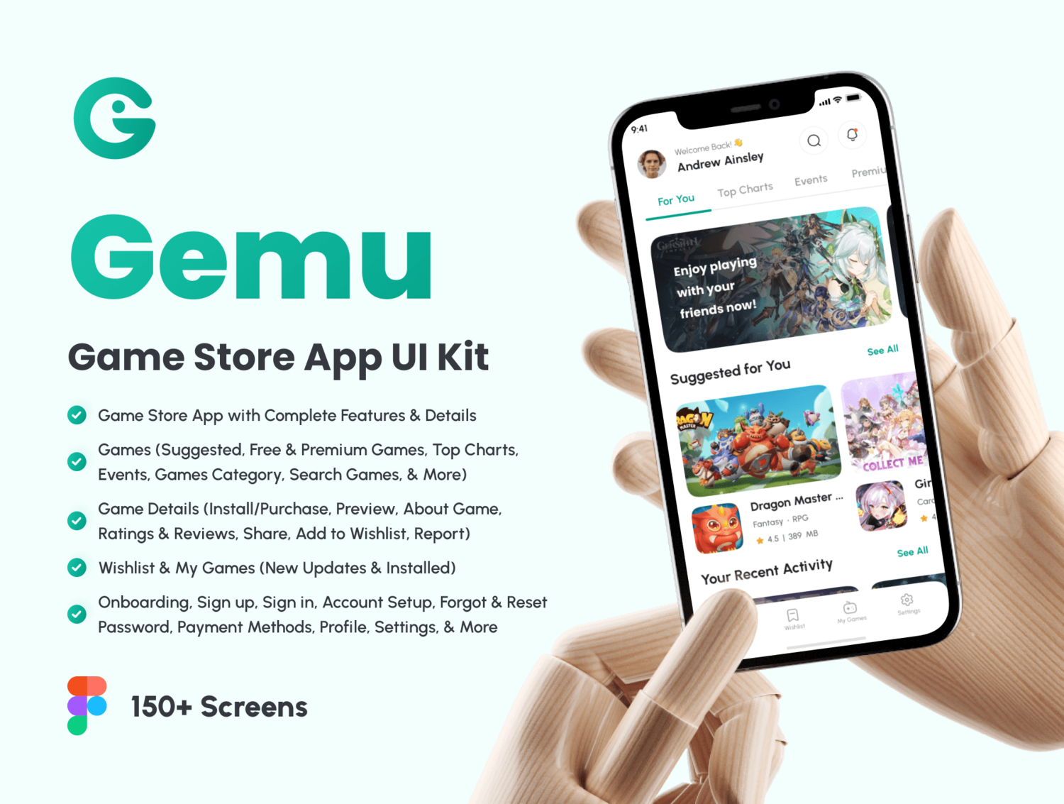 4576 游戏商店应用程序UI设计APP模板Fig文件  Gemu – Game Store App UI Kit@GOOODME.COM