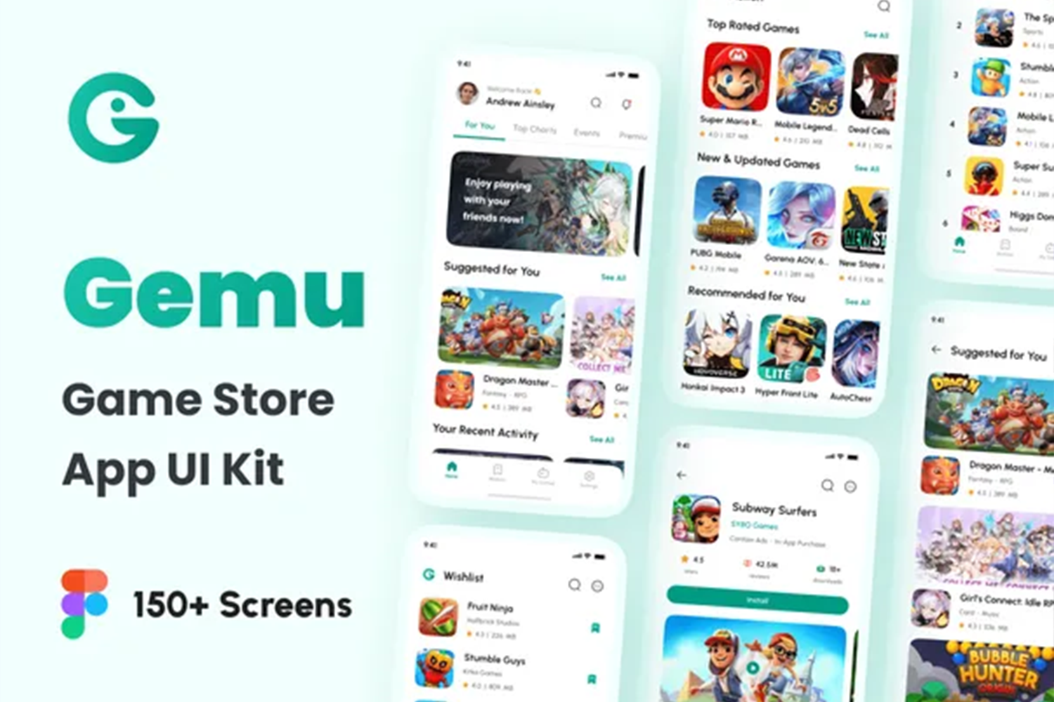 4576 游戏商店应用程序UI设计APP模板Fig文件  Gemu – Game Store App UI Kit@GOOODME.COM