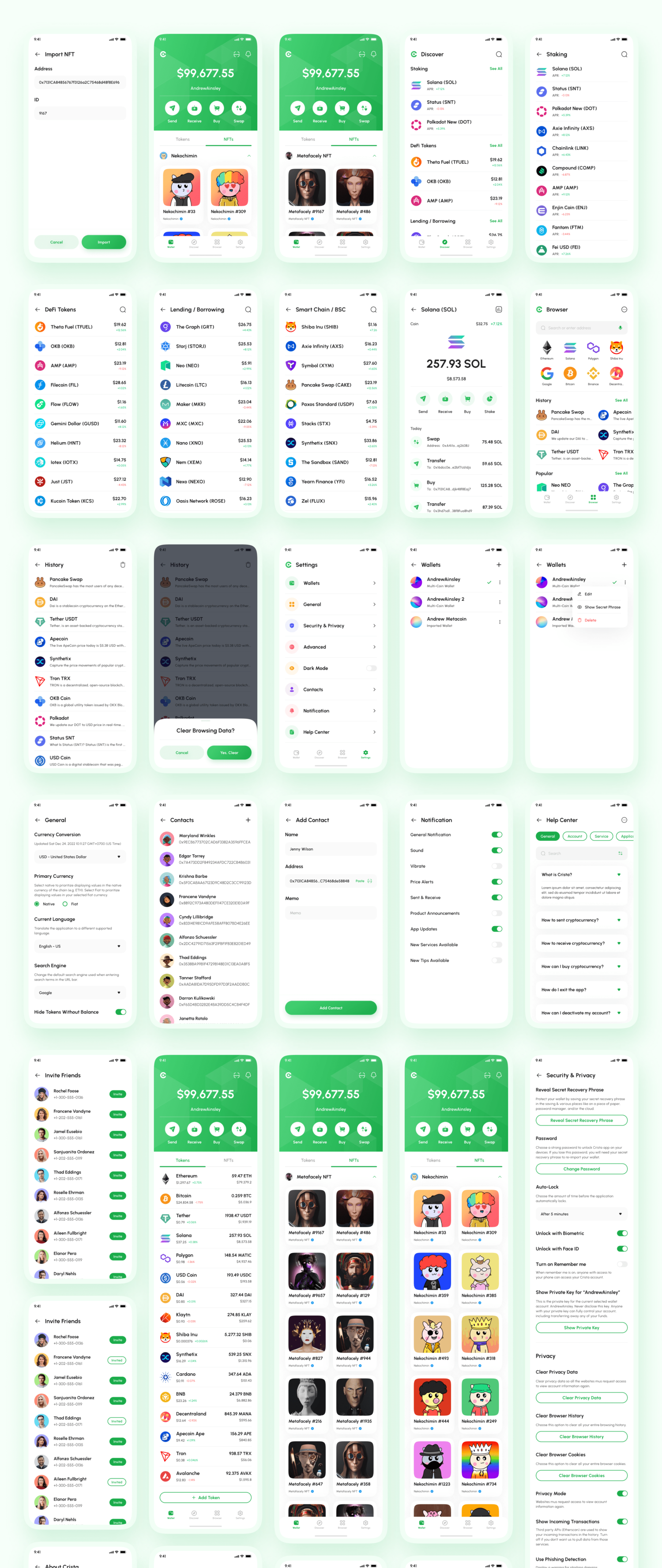 4581 数字货币加密钱包App应用程序UI界面设计Fig模板  Crista – Crypto Wallet App UI Kit@GOOODME.COM