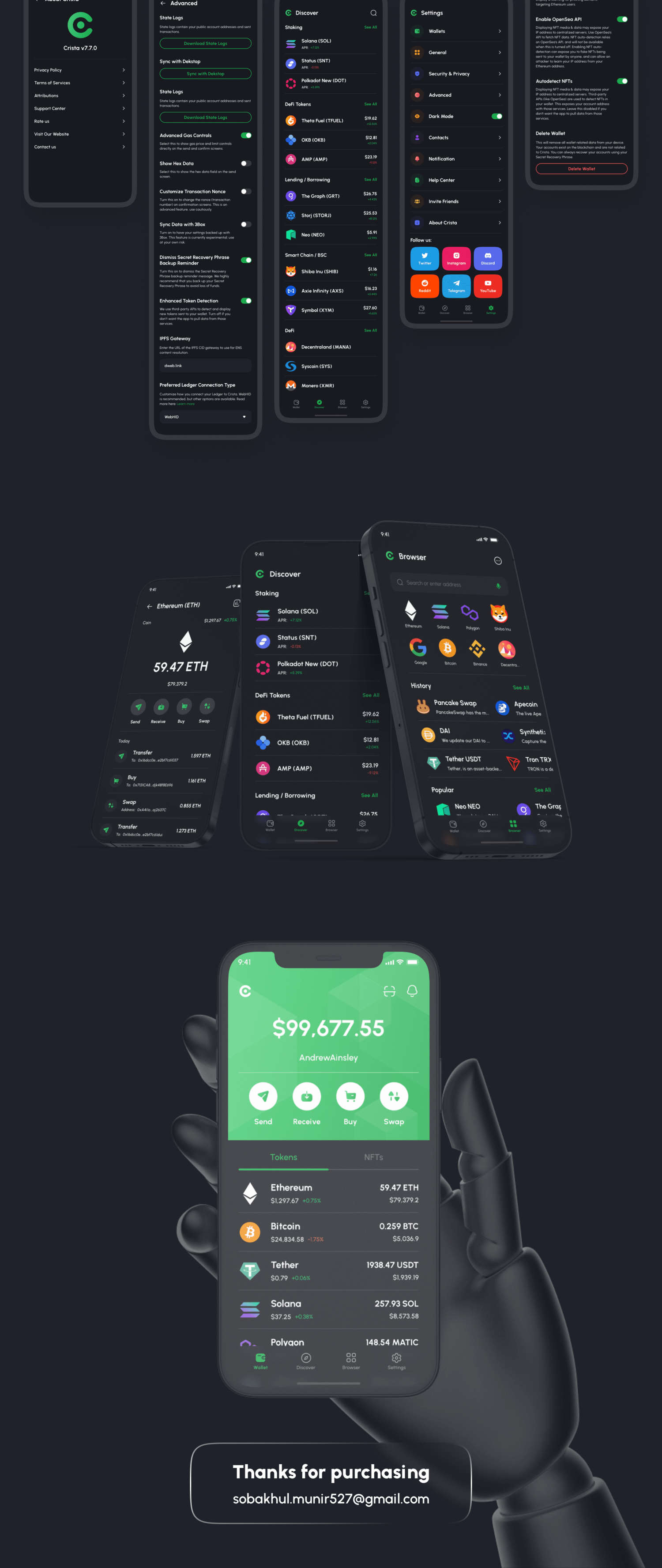 4581 数字货币加密钱包App应用程序UI界面设计Fig模板  Crista – Crypto Wallet App UI Kit@GOOODME.COM