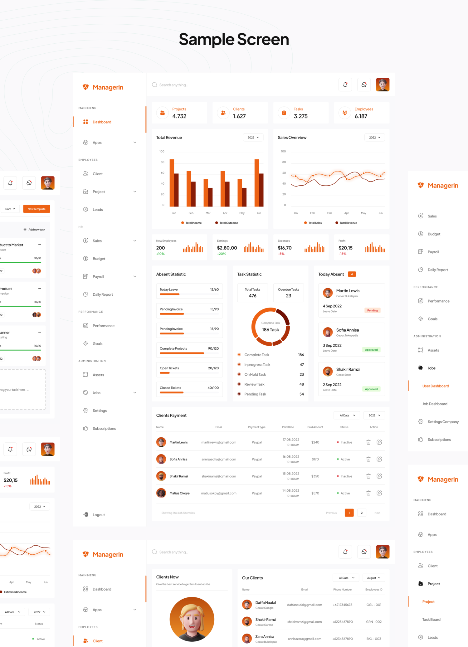 4583 商城数据后台业务管理仪表盘Fig模版 Managerin – Business Management Dashboard UI Kit@GOOODME.COM