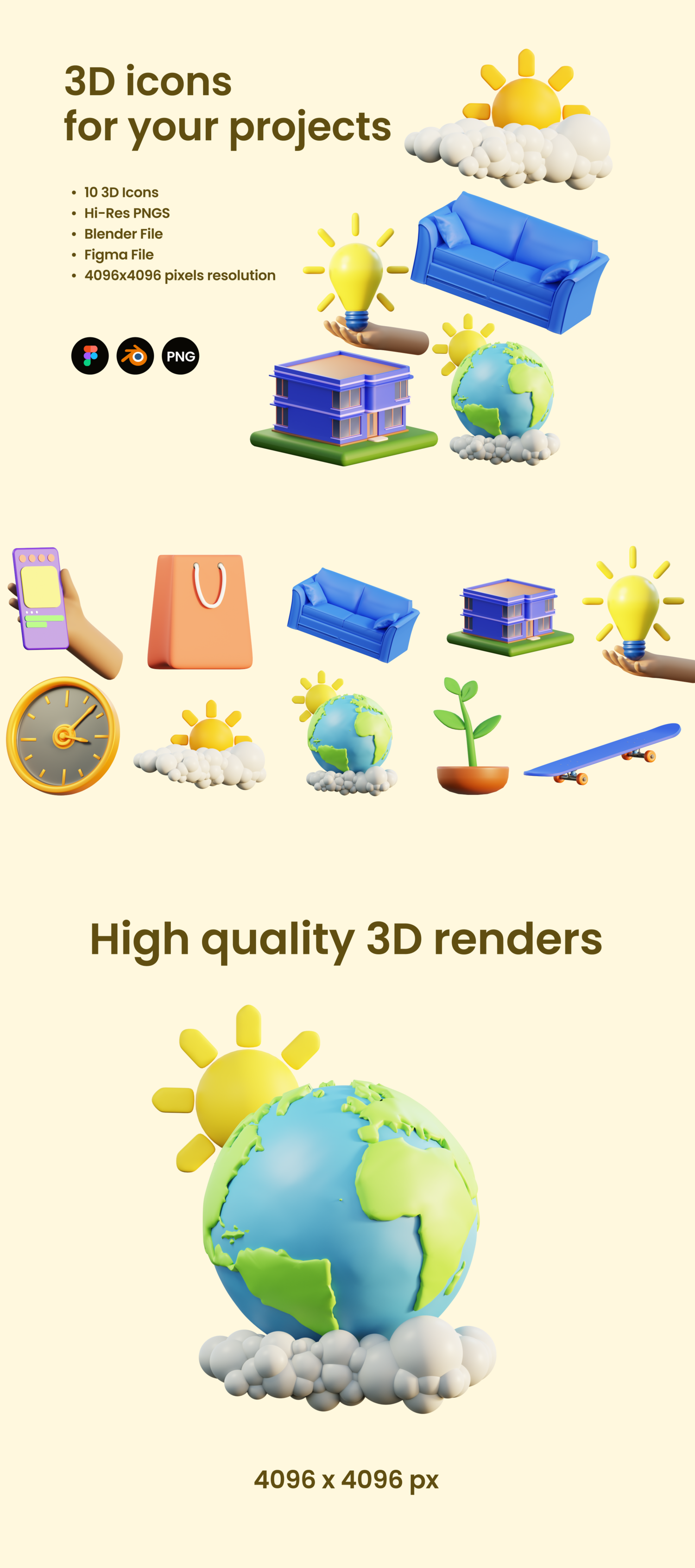 4586 家庭生活阳光3D免抠图标Blend模型素材 3D Icons for your next projects@GOOODME.COM