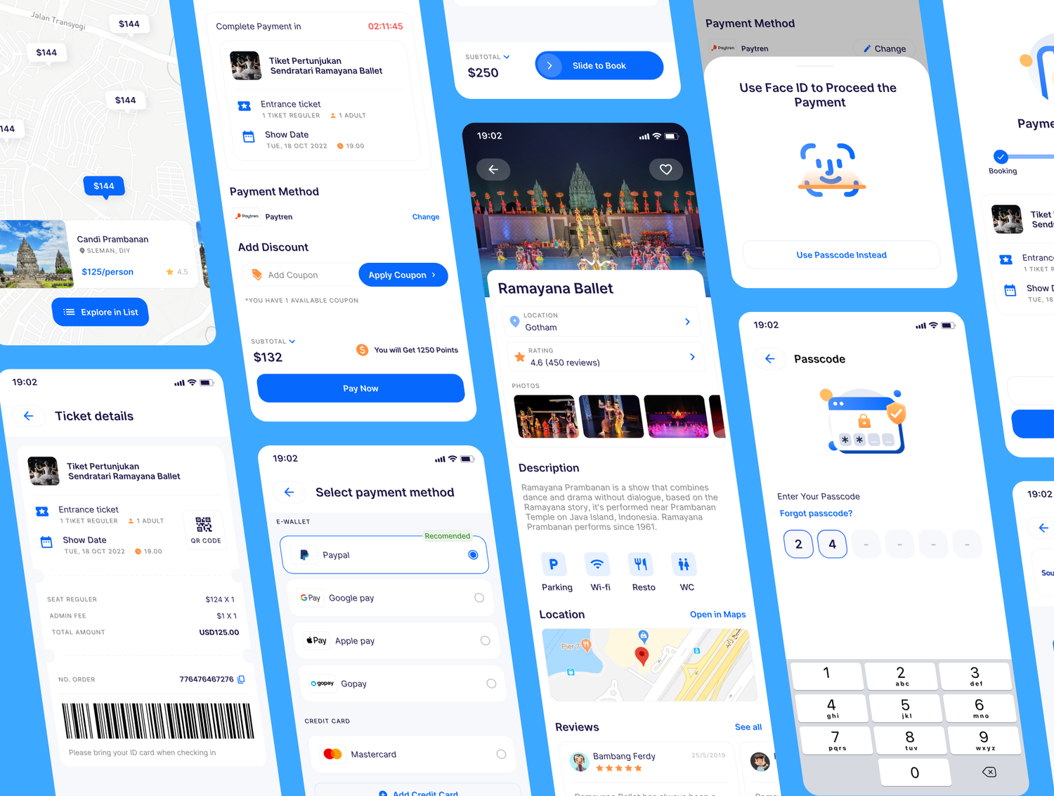 4597 100屏旅游出行预订app设计用户界面UI套件国外设计Fig模板 TravelFly – Travel App UI Kit@GOOODME.COM