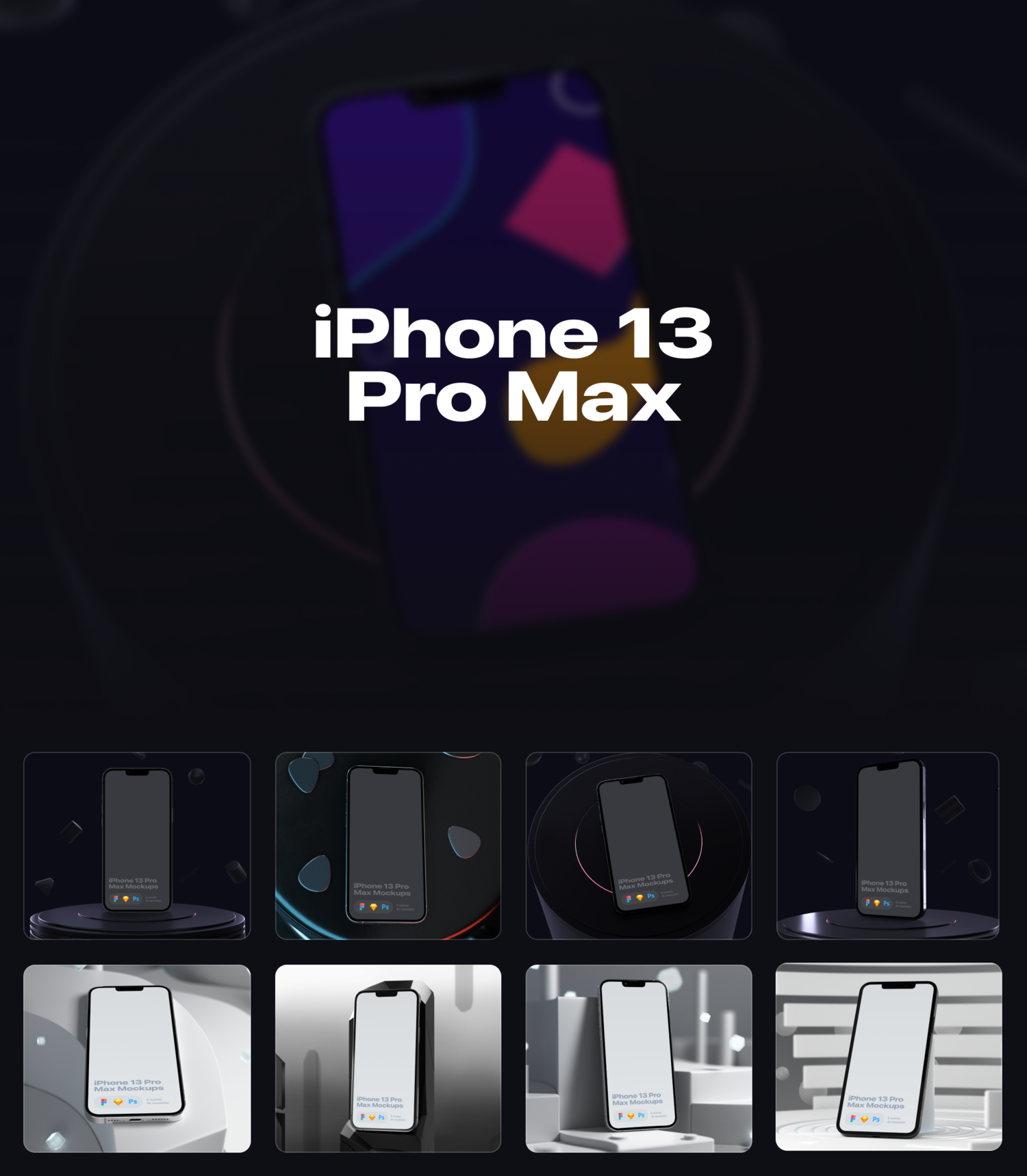 4609 8款高级质感苹果iPhone 13 Pro Max手机屏幕演示样机模板 8 Custom mockups@GOOODME.COM