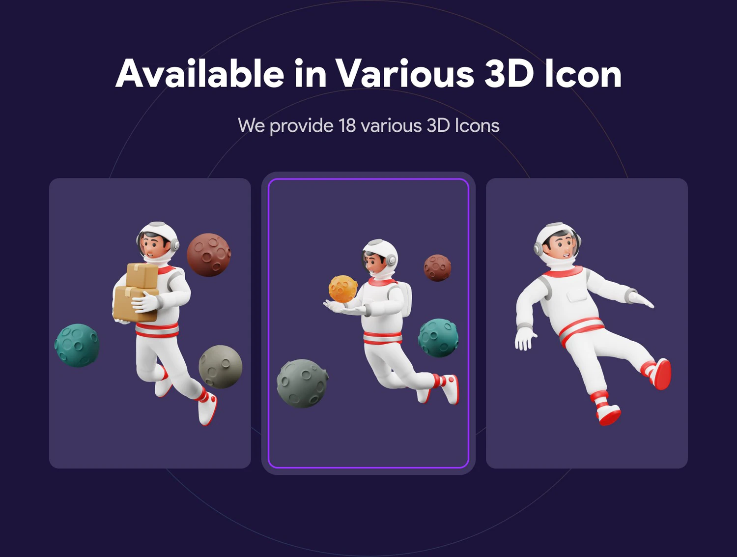 4612 18款高级独特太空宇航员3D插画插图图标Icons设计素材包 Astronaut 3D Character Illustration@GOOODME.COM