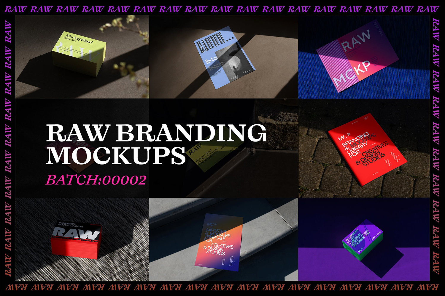 4644 20款工业风名片卡片海报信封品牌设计延展PS样机合集 Raw Branding Mockups Vol. 2@GOOODME.COM