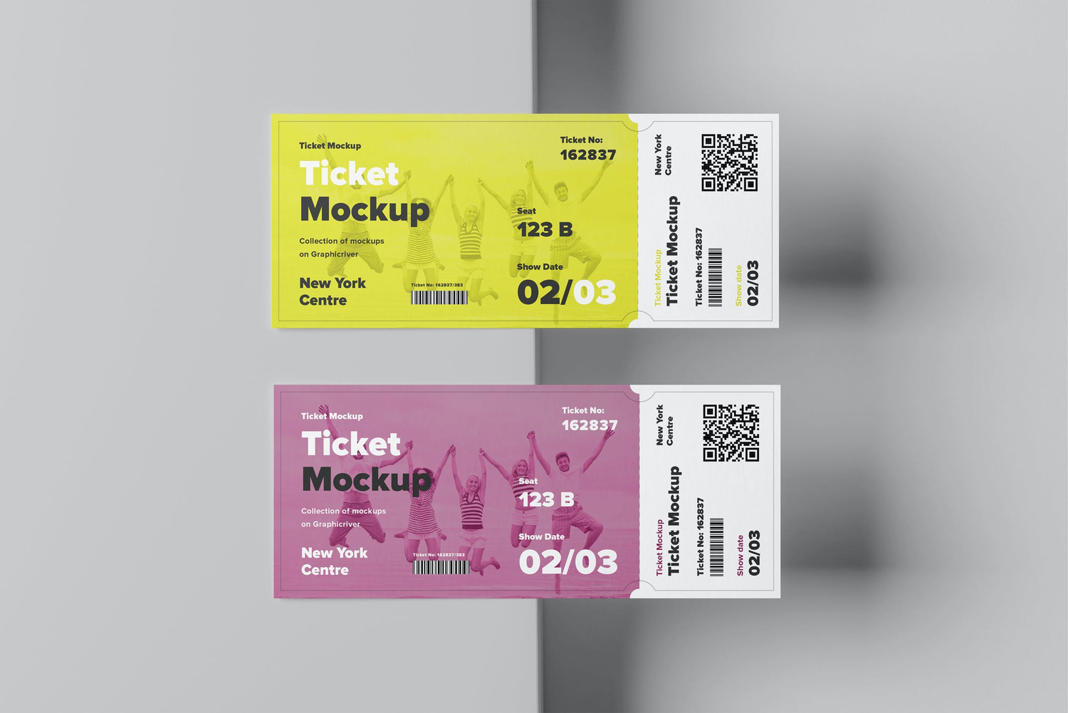 4696 7款门票入场券票券优惠券设计作品贴图ps样机素材设计模板 Ticket Mock-up@GOOODME.COM