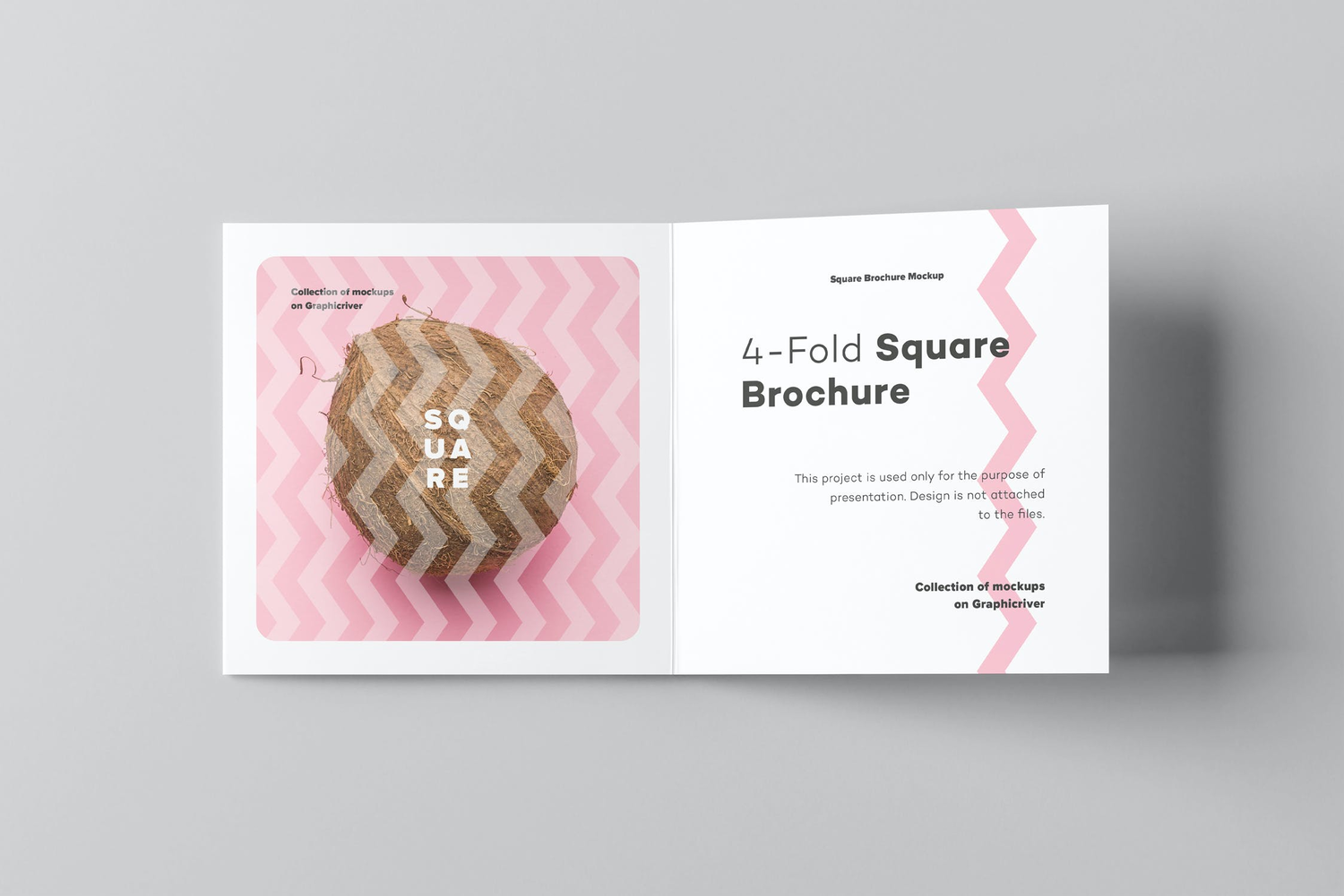 4736 10款正方形四折页宣传册手册空白贴图ps样机素材设计模板 Four Fold Square Brochure Mock-up@GOOODME.COM