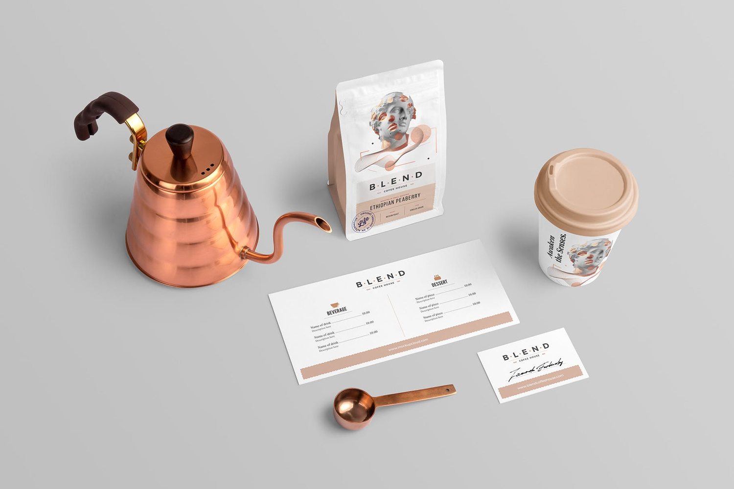 4737 11款高端咖啡品牌VI包装设计场景PSD样机 Blend – Coffeehouse Branding Mockup Vol. 1@GOOODME.COM