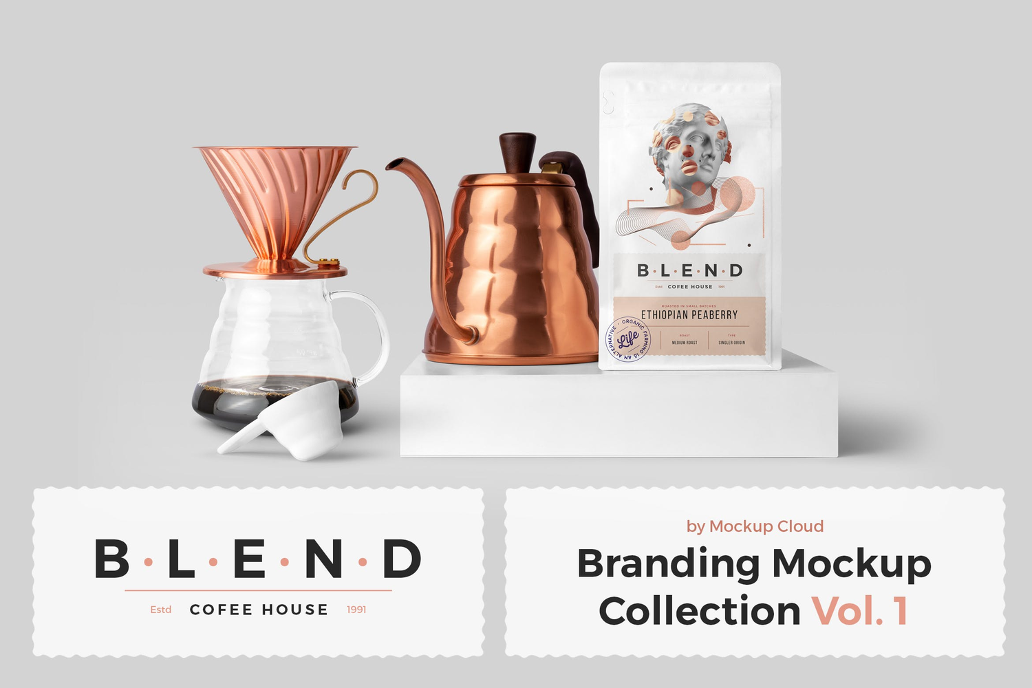 4737 11款高端咖啡品牌VI包装设计场景PSD样机 Blend – Coffeehouse Branding Mockup Vol. 1@GOOODME.COM