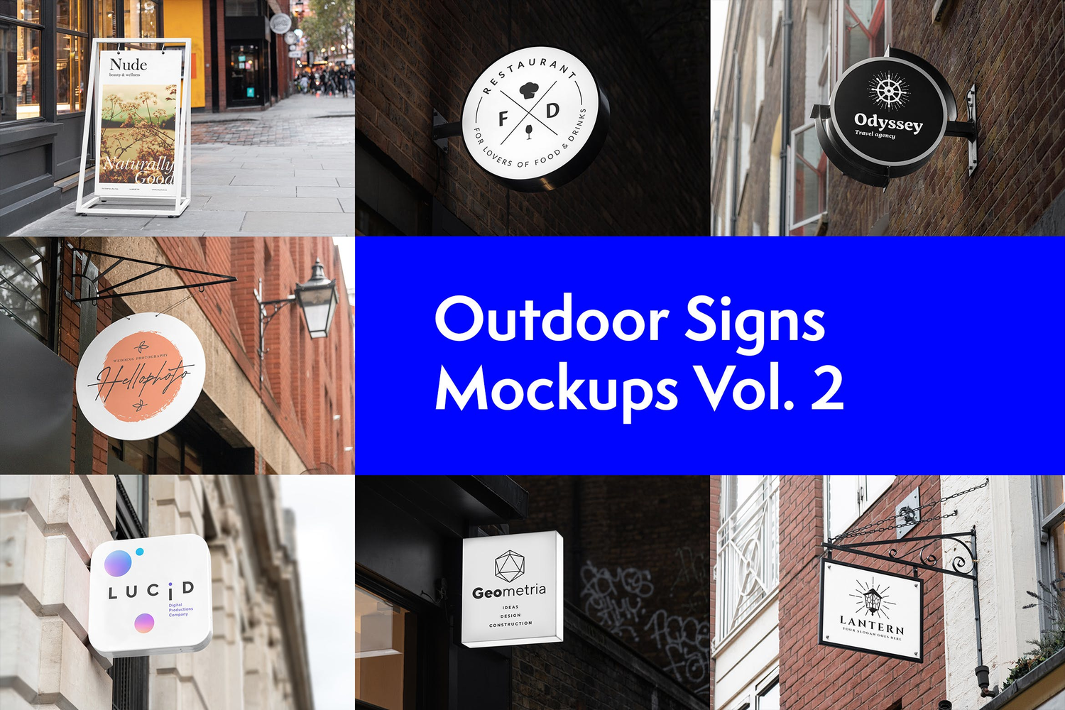 4748 21款店铺侧招灯箱广告LOGO展示PS样机 Outdoor Signs Mockups Vol. 2@GOOODME.COM