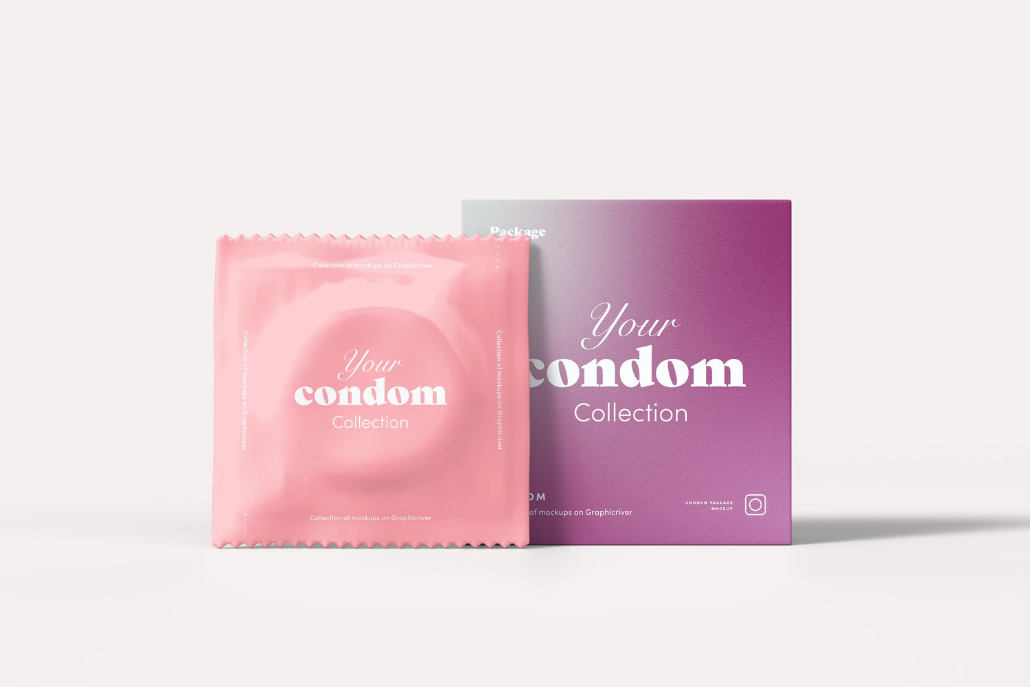 4752 避孕套安全套产品包装平面设计贴图ps样机素材场景展示效果模板 Condom Mock-up@GOOODME.COM