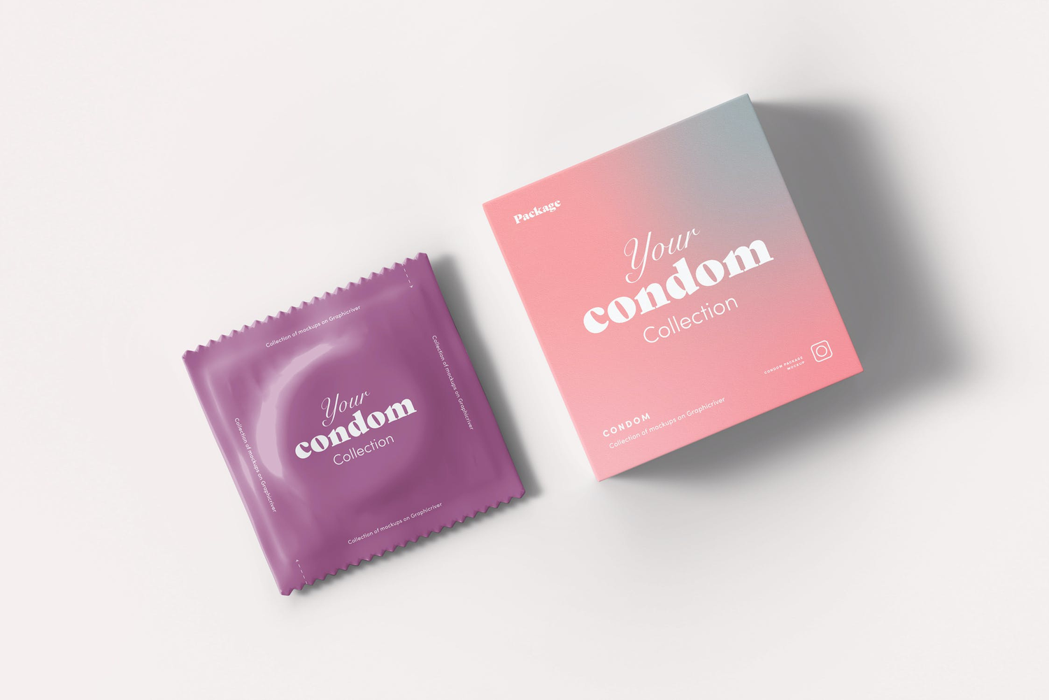 4752 避孕套安全套产品包装平面设计贴图ps样机素材场景展示效果模板 Condom Mock-up@GOOODME.COM