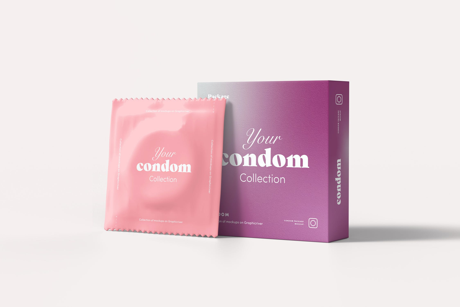 4752 避孕套安全套产品包装平面设计贴图ps样机素材场景展示效果模板 Condom Mock-up@GOOODME.COM