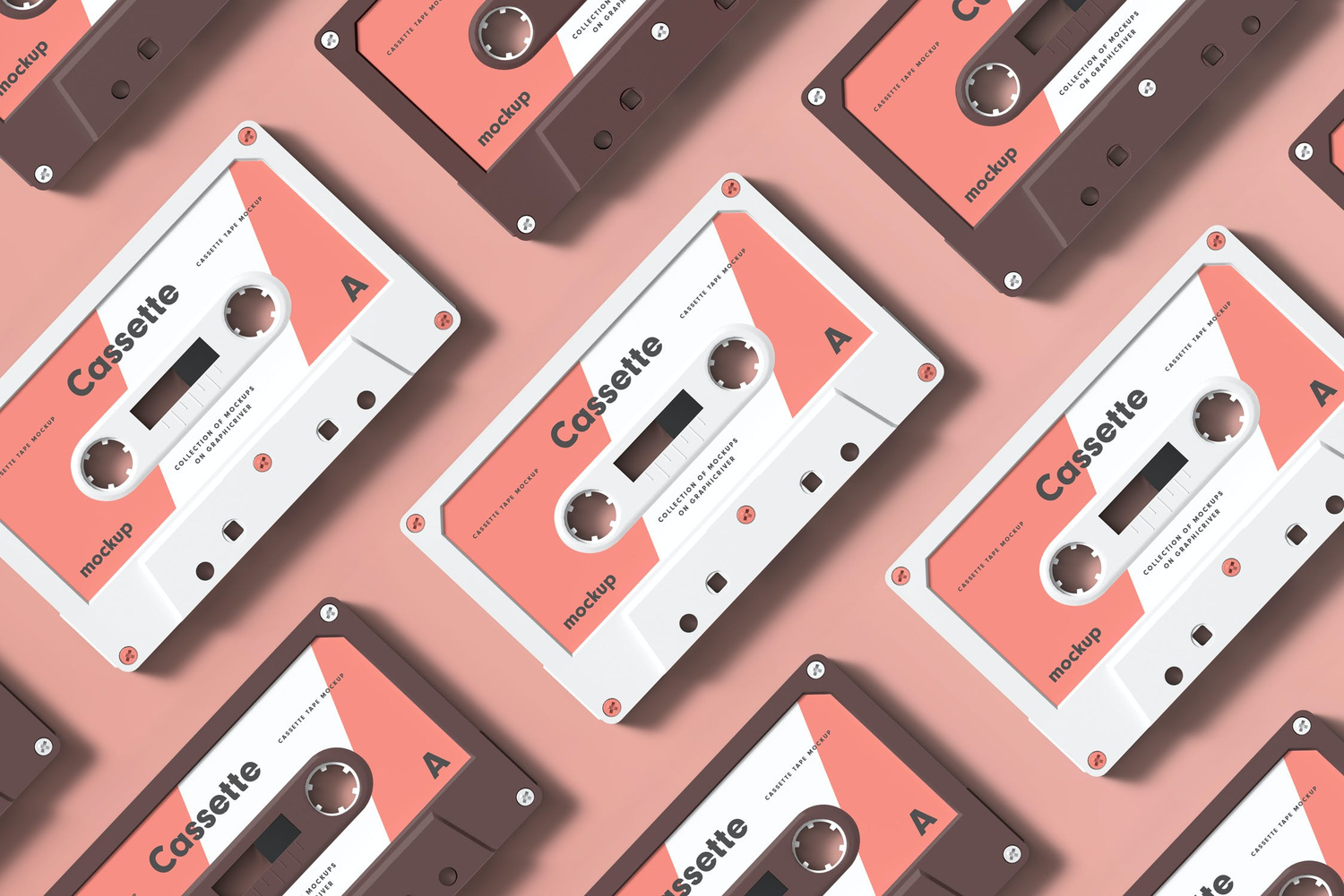 4754 复古磁带卡带音乐专辑封面包装设计贴图ps样机素材展示效果模板 Cassette Mock-up@GOOODME.COM