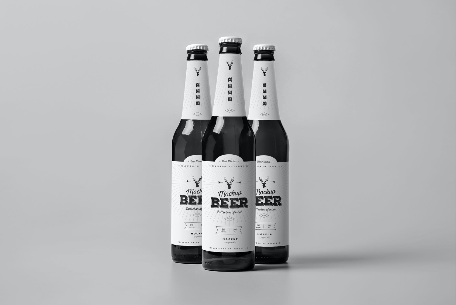 4759 啤酒瓶酒标产品包装设计样机素材组合多角度展示ps空白贴图模板 Beer Mock-up@GOOODME.COM