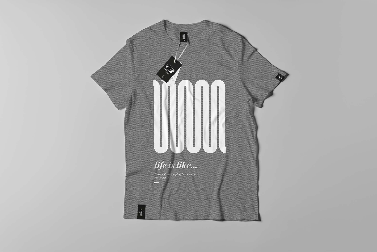 4760 平铺短袖服装服饰T恤褶皱包装标签空白贴图ps样机素材设计模板 T-Shirt Mock-up 2@GOOODME.COM