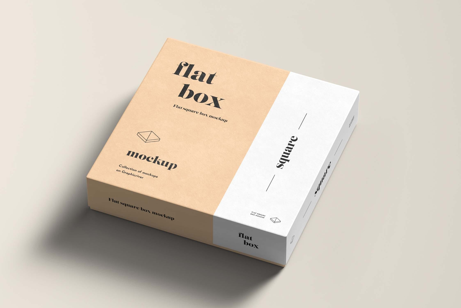 4772 正方形天地盖纸盒产品包装礼盒设计贴图ps样机素材展示效果模板 Flat Square Box Mock-up@GOOODME.COM