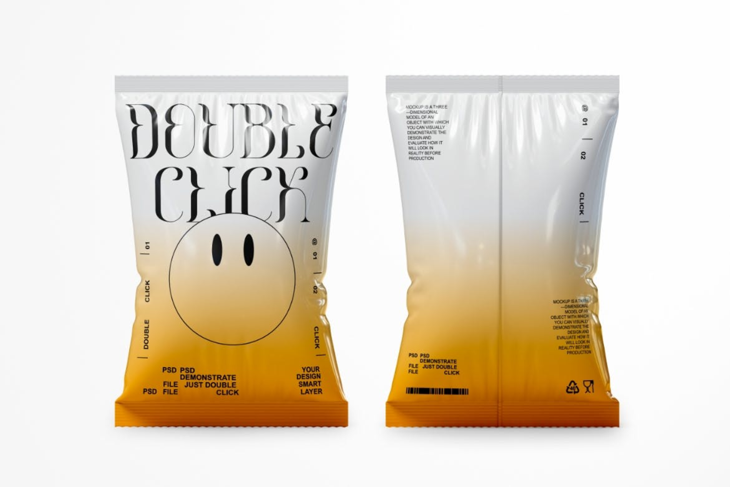 4775 2款食品包装袋真空充气袋薯片零食塑料袋设计展示PSD样机Chips Bag Mockup@GOOODME.COM