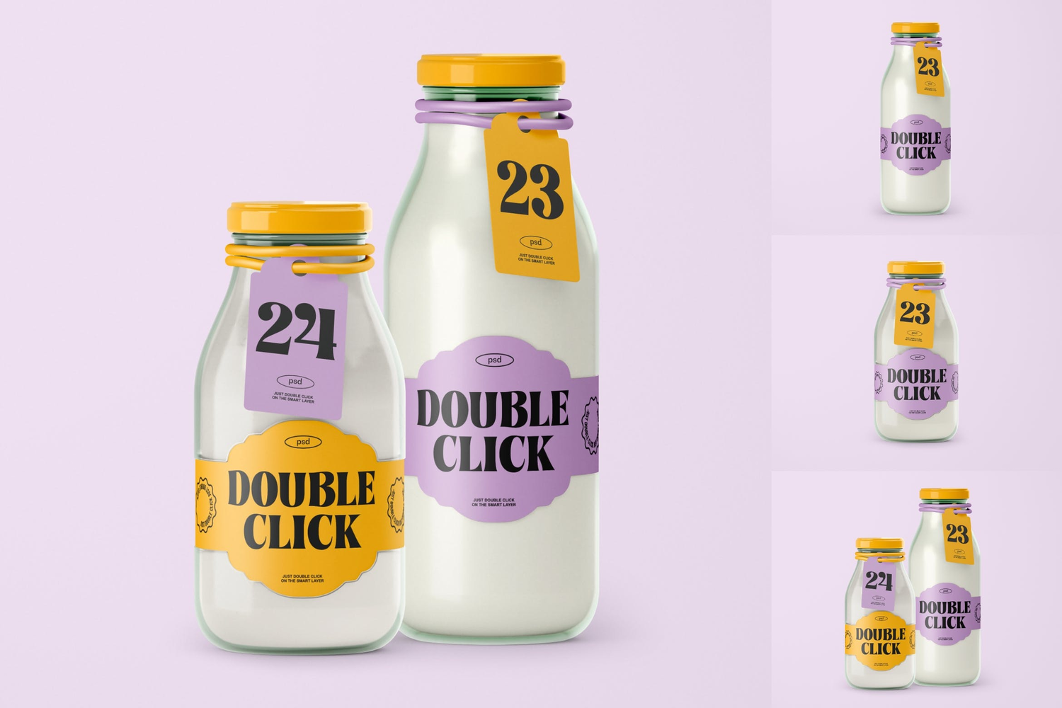 4779 3款玻璃奶瓶新鲜牛奶包装设计PS样机 Glass Bottle Mockup@GOOODME.COM