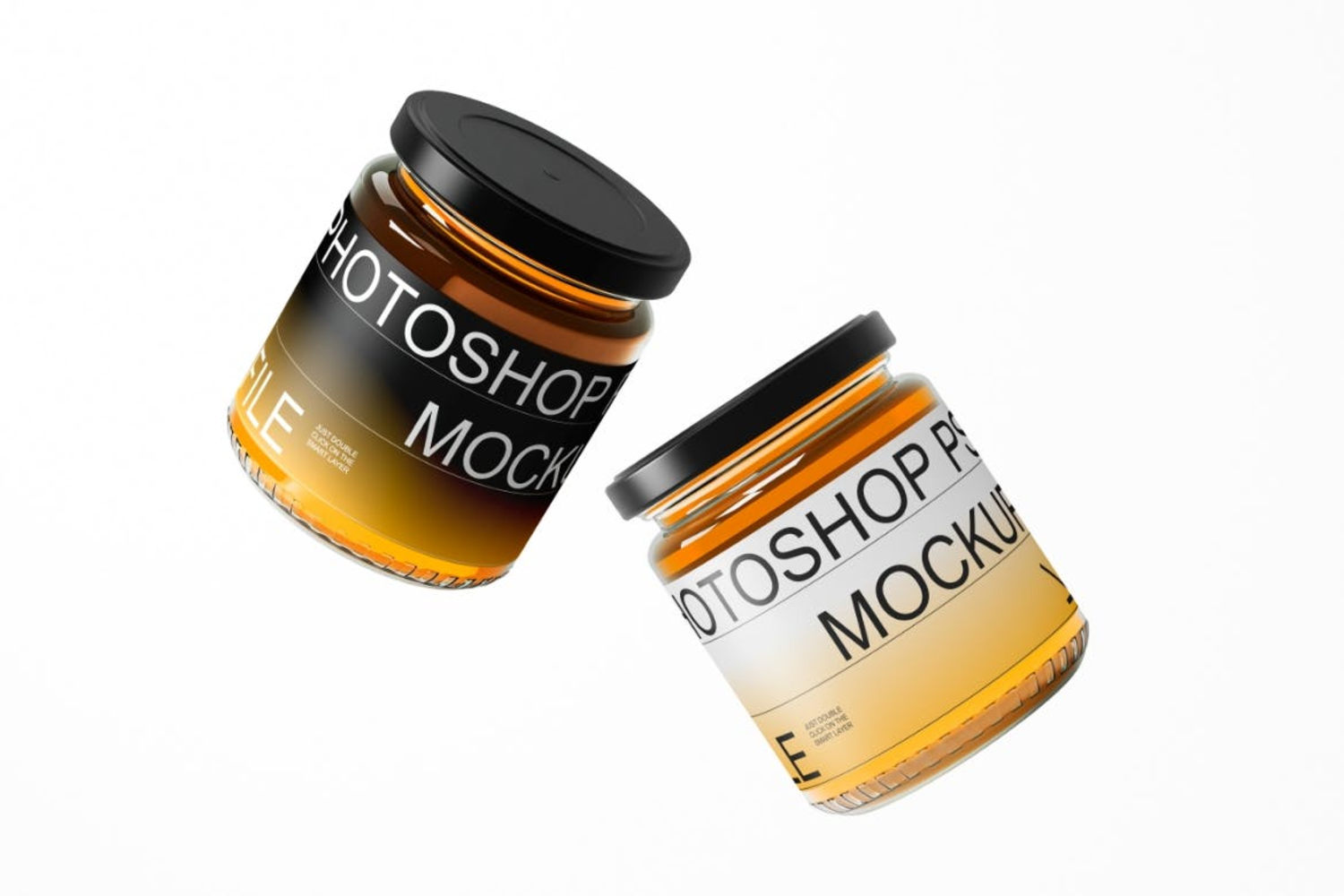 4785 3款质感蜂蜜玻璃罐头玻璃瓶标签包装设计展示PSD样机组合Honey Jar Mockup Set@GOOODME.COM