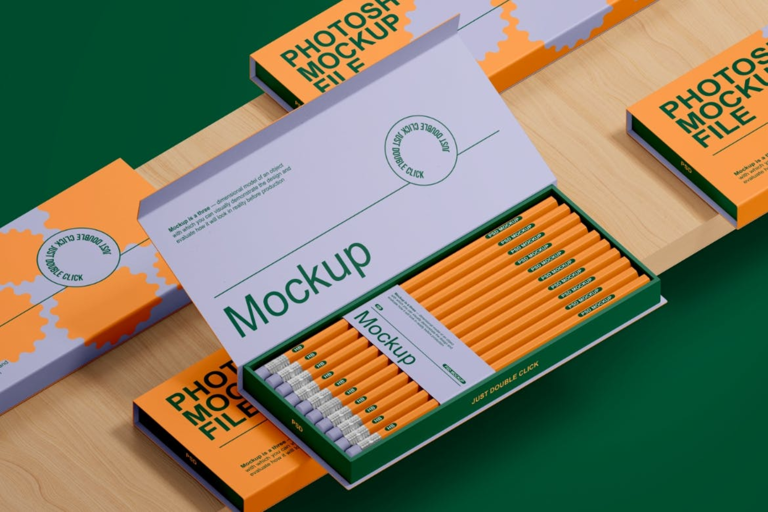 4797 4款质感铅笔彩笔纸盒包装盒设计展示样机组合Pencil Packaging Mockup Set@GOOODME.COM