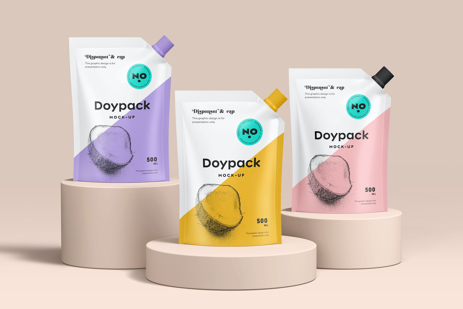 4811 6款铝箔自立袋吸嘴袋产品包装设计贴图ps样机素材展示效果模板 Doypack Mock-up 5@GOOODME.COM