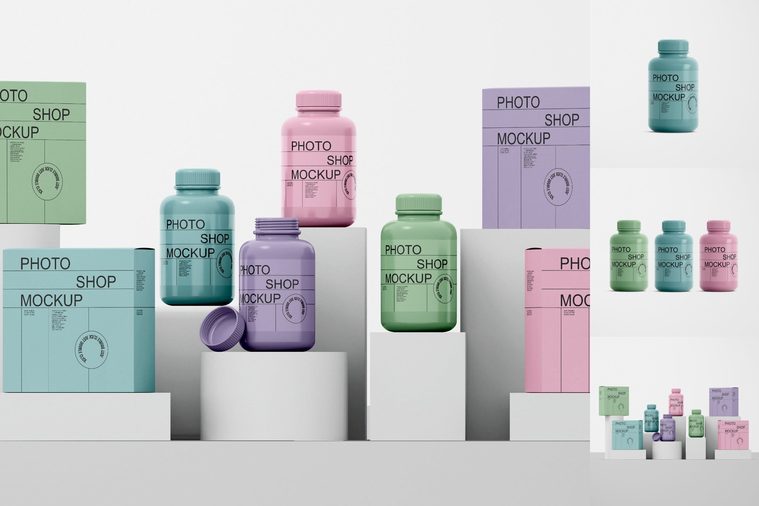 4830 极简质感塑料瓶药瓶外包装设计PSD样机Pill Bottle Mockup@GOOODME.COM