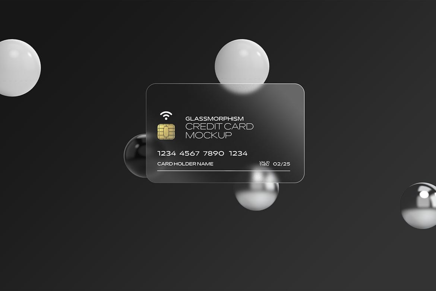 4856 6款玻璃磨砂半透明硫酸纸名片卡片设计贴图ps样机素材展示效果图 Glass Effect Credit Card Mockups@GOOODME.COM